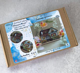 Cozy Crosses Blooming Spring M010 Counted Cross Stitch Kit, Flower Cottage on Wood