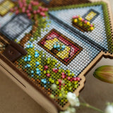 Cozy Crosses Blooming Spring M010 Counted Cross Stitch Kit, Flower Cottage on Wood