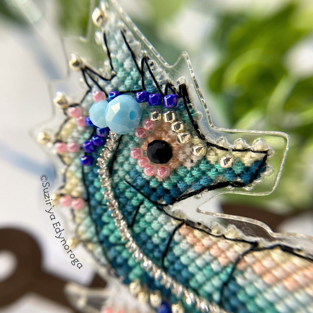 Cross Stitch kit Sea horse, threads, beads and decorative crystals