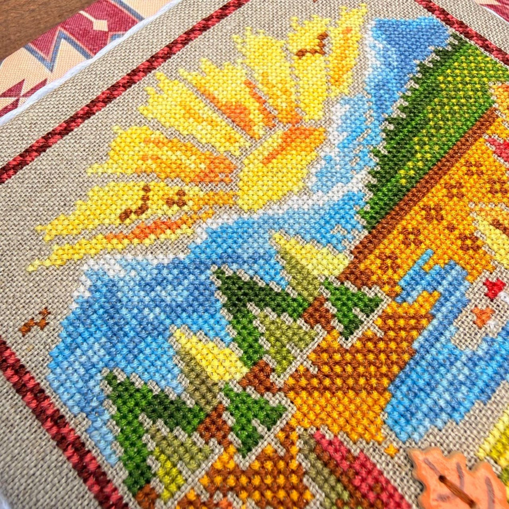 Autumn in the Mountains Cross Stitch Kit X-086, Zweigart Belfast 32ct Hand Dyed Floss