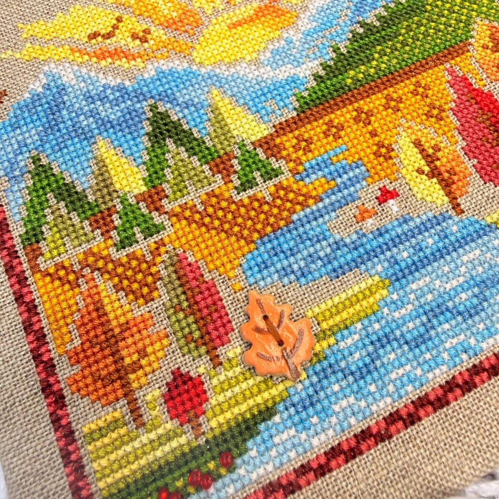 Autumn in the Mountains Cross Stitch Kit X-086, Zweigart Belfast 32ct Hand Dyed Floss