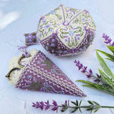 Lavender Biscornu Cross Stitch Kit X-373, 15 Element 3D Ornament, Hand Dyed Thread Miyuki Beads & Pearls