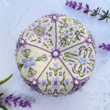 Lavender Biscornu Cross Stitch Kit X-373, 15 Element 3D Ornament, Hand Dyed Thread Miyuki Beads & Pearls