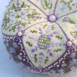 Lavender Biscornu Cross Stitch Kit X-373, 15 Element 3D Ornament, Hand Dyed Thread Miyuki Beads & Pearls