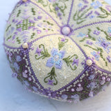 Lavender Biscornu Cross Stitch Kit X-373, 15 Element 3D Ornament, Hand Dyed Thread Miyuki Beads & Pearls