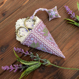 Lavender Scissors Sheath and Fob Cross Stitch Kit, Hand Dyed DMC Floss Miyuki Beads Lace & Velour Set