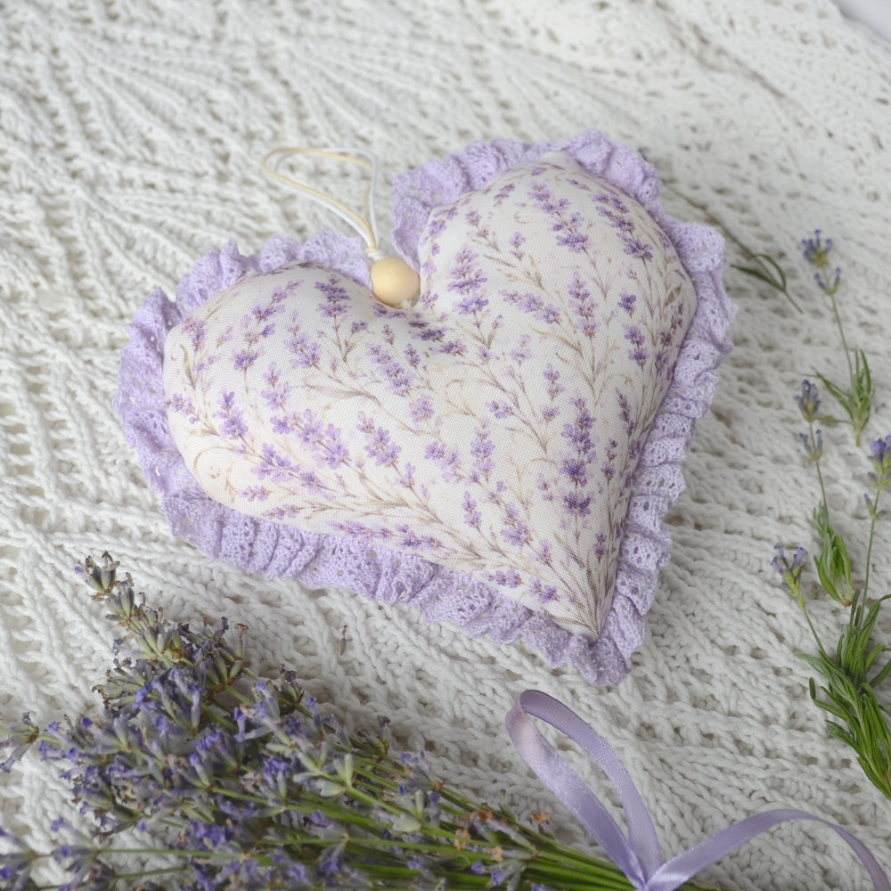Lavender Heart Cross Stitch Kit X-391, Zweigart Cashel 28ct Hand Dyed Floss Miyuki Beads