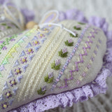 Lavender Heart Cross Stitch Kit X-391, Zweigart Cashel 28ct Hand Dyed Floss Miyuki Beads