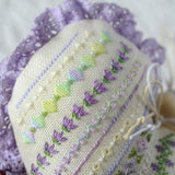 Lavender Heart Cross Stitch Kit X-391, Zweigart Cashel 28ct Hand Dyed Floss Miyuki Beads