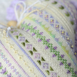 Lavender Heart Cross Stitch Kit X-391, Zweigart Cashel 28ct Hand Dyed Floss Miyuki Beads