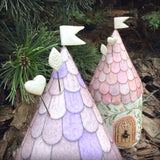 Lavender Fairy House 3D Cross Stitch Kit, 3D Village House, 28 ct Linen, Hand Dyed DMC Floss, x-803